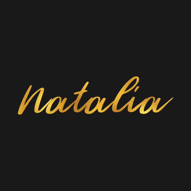 Natalia Name Hand Lettering in Faux Gold Letters by Pixel On Fire