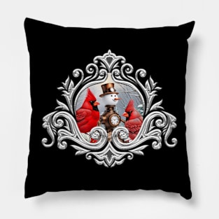 Wonderful Steampunk Snowman with birds Pillow