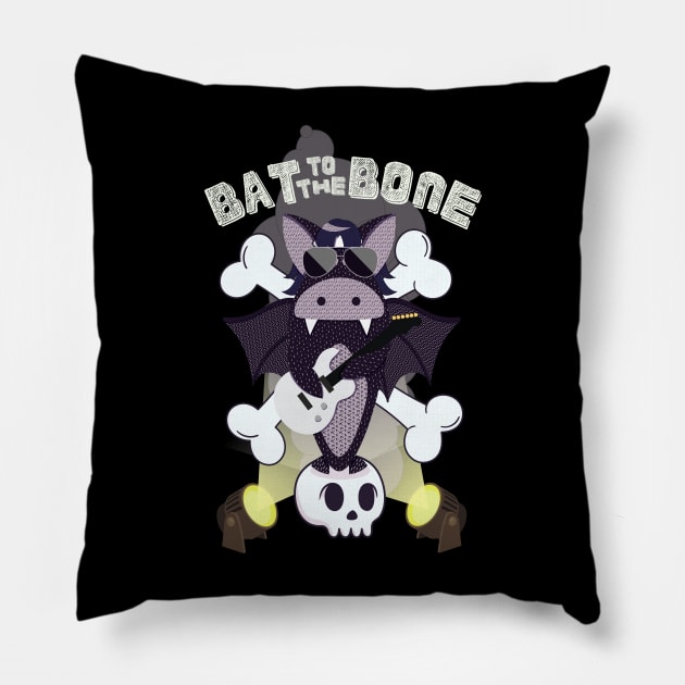 Bat to the bone rockstar Pillow by GiveMeThatPencil