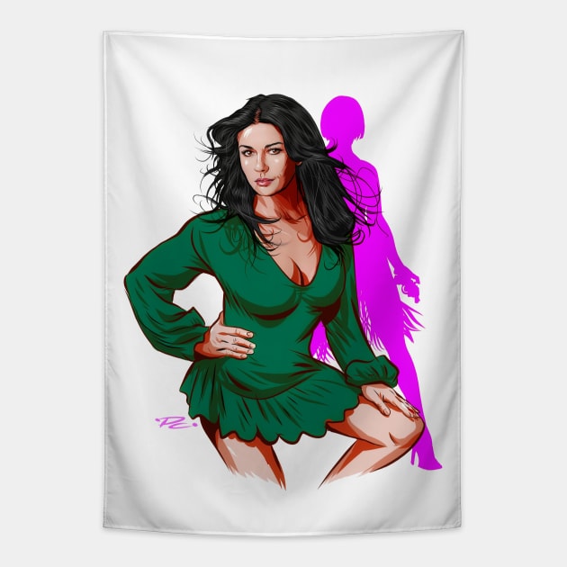 Catherine Zeta Jones - An illustration by Paul Cemmick Tapestry by PLAYDIGITAL2020