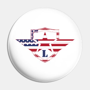 Letter L American Flag Monogram Initial Pin