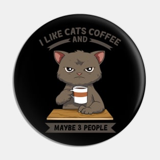 Funny Angry Cat Coffee Lover Feline Morning Animal Pin