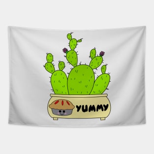 Cute Cactus Design #146: Prickly Pear Cacti In Yummy Pie Planter Tapestry