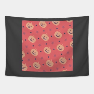 an vintage red and orange halloween pumpkin pattern (halloween, witch, spooky, ghost, cat, cute, witchy, skeleton, creepy, halloween, goth, horror) Tapestry