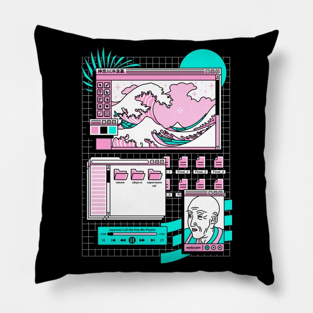 The Great vaporwave Pillow by RedOni Clothing