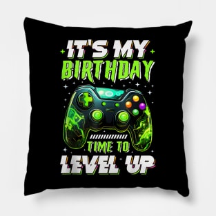 It'S My Birthday Boy Time To Level Up Video Game Bday Boys Pillow