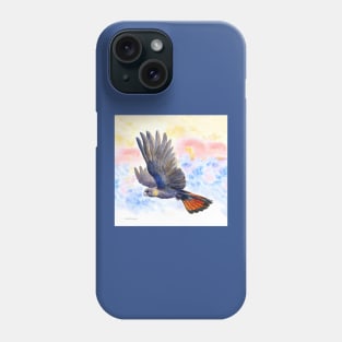 Glossy Black Cockatoo Sunrise - watercolour original design by Nadya Neklioudova Phone Case