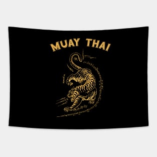 Muay Thai Tiger Sak Yant Tattoo Kickboxing Thailand Tapestry