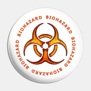 Red Biohazard Sign Pin