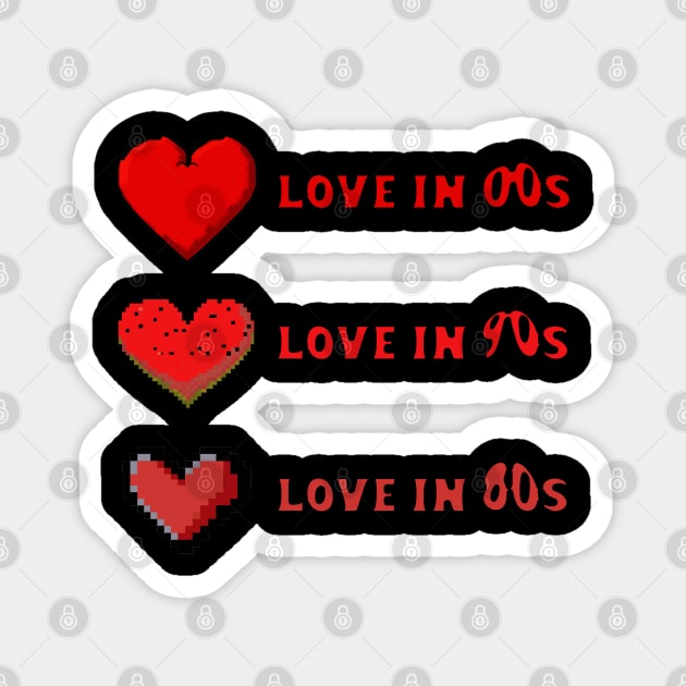 Love over decades red font Magnet by GraphGeek