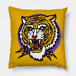 Retro Tiger Head Tattoo Design Pillow