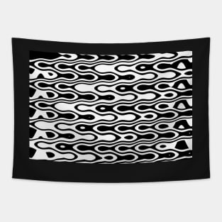 In and out, black and white waves Tapestry