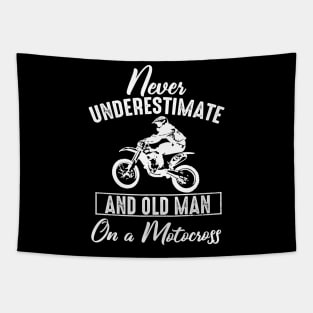 Never Underestimate An Old Man On A Motocross Tapestry