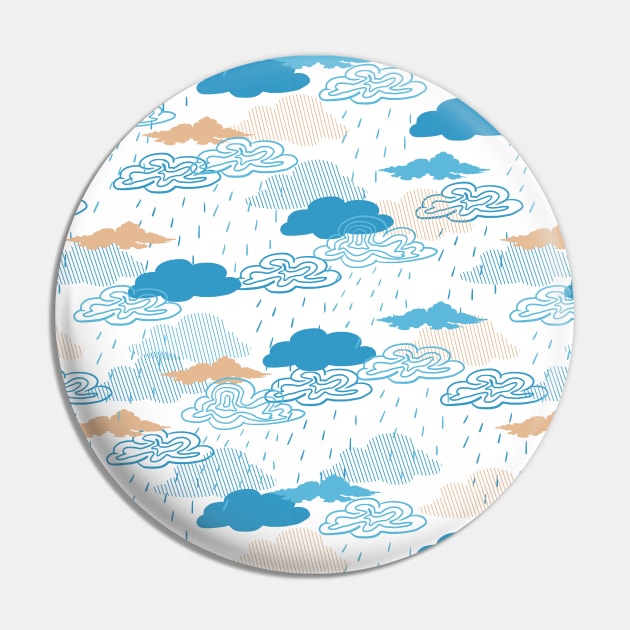 Blue Rainy Day Pattern Pin by FlinArt