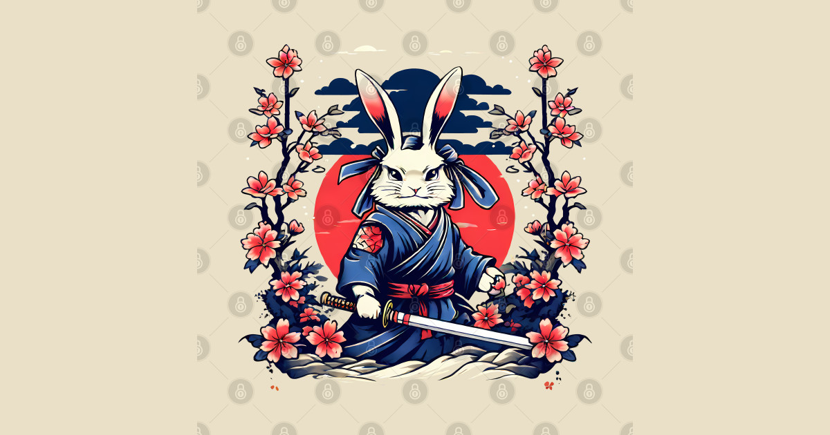 Japanese Samurai Rabbit Tattoo, Kawaii Ninja Rabbit - Kawaii Samurai ...