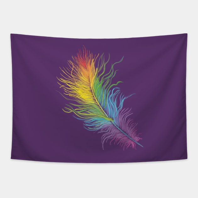 Rainbow Feather-purple Tapestry by mernstw