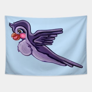 Cute Flying Purple Parrot Tapestry