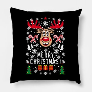 215 Reindeer Rudolph Merry Christmas Funny Deer Pillow