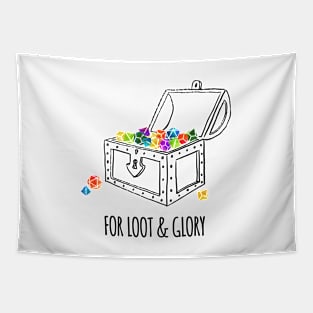 For Loot & Glory! - rainbow & black - LGBTQ+ ttrpg dice Tapestry
