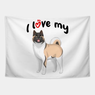 I Love My Akita Dog Tapestry