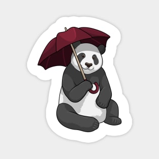 Panda at Rain with Umbrella Magnet