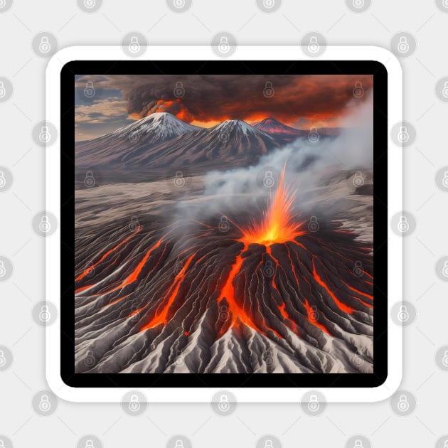 Volcanic Eruption Magnet by AICreativeArts