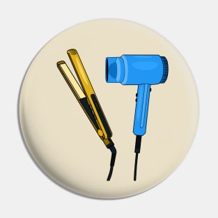 Hair dryer & hair straightener illustration Pin