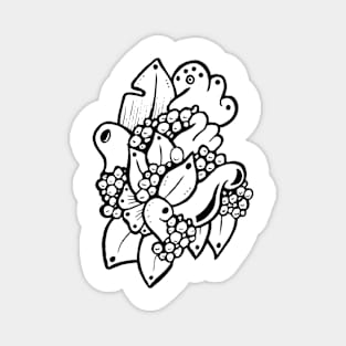 Abstract Flower Shapes Doodle Art Magnet