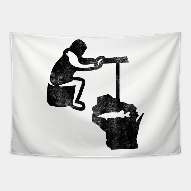 Wisconsin Ice Fishing Tapestry by WearWisco