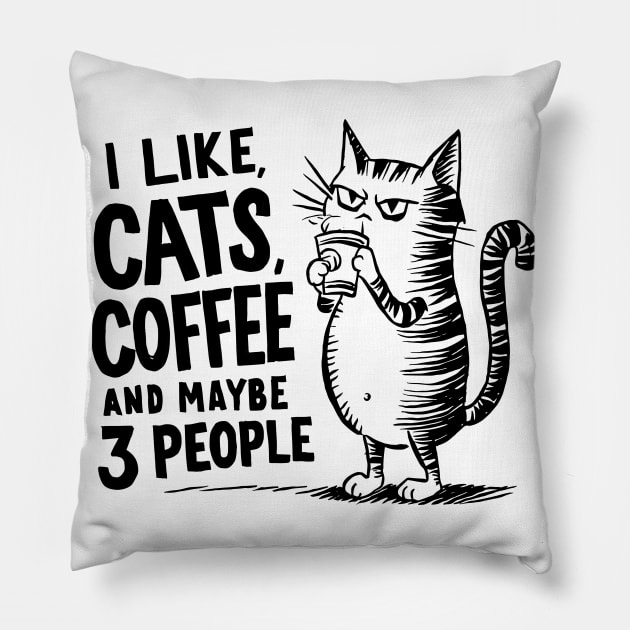 I Like Cats and Maybe 3 People | Sarcasm Pillow by Indigo Lake