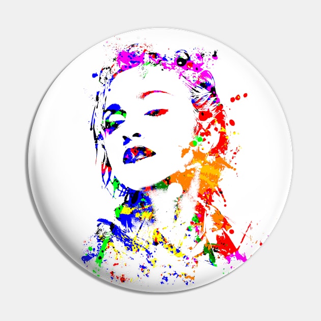 Madonna Portrait Watercolor Colorful Splatter Pin by SPJE Illustration Photography