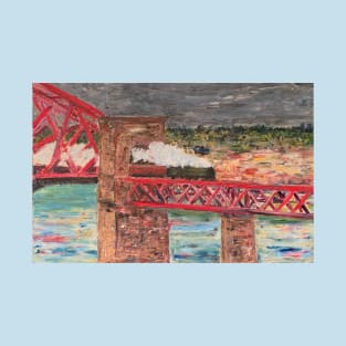 Flying Scotsman steaming across Forth Bridge T-Shirt