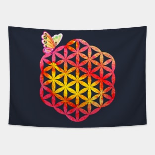 Flower of life, butterfly Tapestry