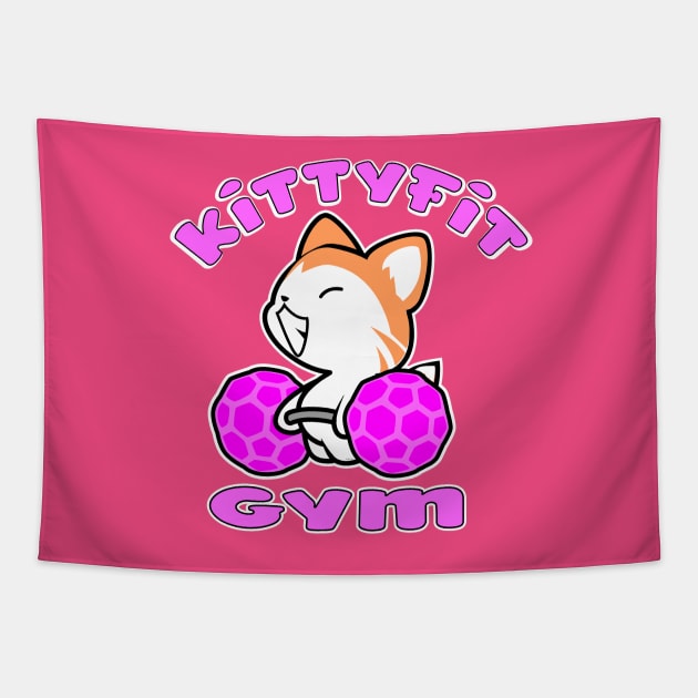 kitty Fit Gym Tapestry by Spikeani