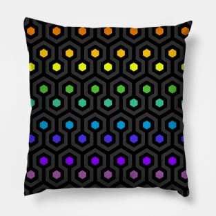 Geometric Pattern: Looped Hexagons: Rainbow Dark Pillow