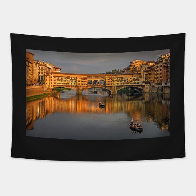 Ponte Vecchio Florence at Sunset Tapestry by TonyNorth