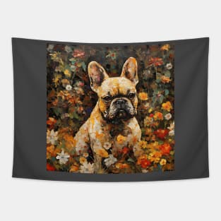 French bulldog amongst the flower garden Tapestry