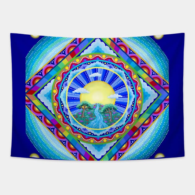 Beautiful World Mandala 2 Tapestry by SoozieWray