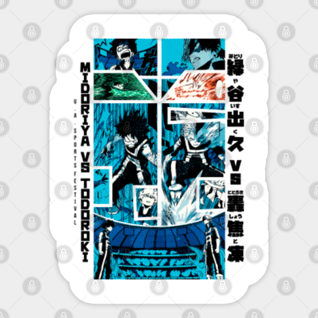 Midoriya Vs Todoroki My Hero Academia Manga Panel White Version Design My Hero Academia Sticker Teepublic
