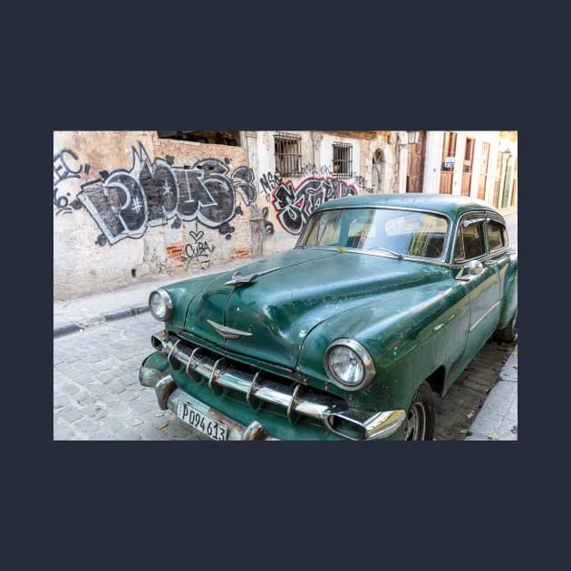 Classic Green Car In Old Havana Cuba by tommysphotos