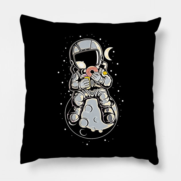 Astronaut Donuts • Funny And Cool Sci-Fi Cartoon Drawing Design Great For Anyone That Loves Astronomy Art Pillow by TeesHood