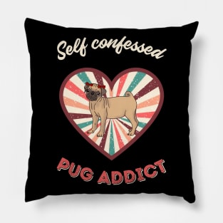 Self confessed pug addict - a retro vintage design Pillow