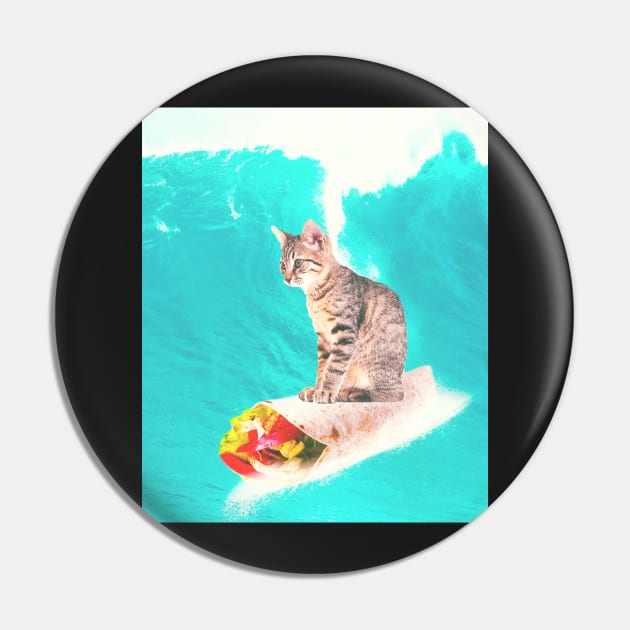 Kitty Cat Surfing Burrito Pin by Random Galaxy