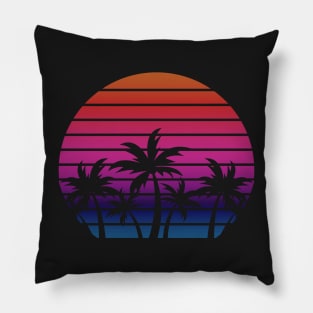 Palm Tree Silhouetted Sunset Pillow