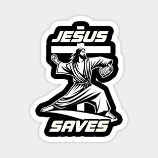 Funny Jesus Saves Christian Baseball Pitcher Coach Fan Magnet