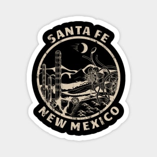 Santa Fe New Mexico Linocut Distressed Desert Illustration Magnet