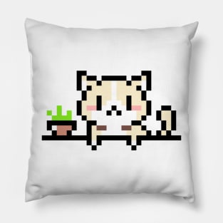 Purr-fectly Pixel Art Cute and Cuddly Kitty Kat on the Shelf Pillow