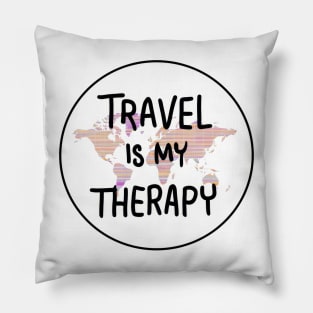 Travel is My Therapy" Minimalist World Map Sticker Pillow