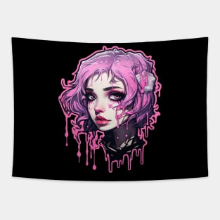 Pink Cyber Goth Girl Bubblegum Tapestry