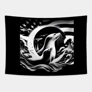 Solar Eclipse Of April 8 2024 Seal Lover Sea Tapestry